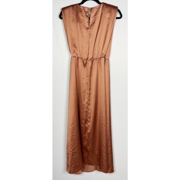 New ASOS Design Maternity US 6 Bronze Cinch Waist Pleated Maxi Dress Cocktail - Picture 2 of 12